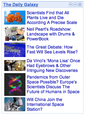 The Daily Galaxy - News from Planet Earth and Beyond Gadget -screenshot The Daily Galaxy - News from Planet Earth and Beyond Google Gadget Screenshot Funandgames Lifestyle News