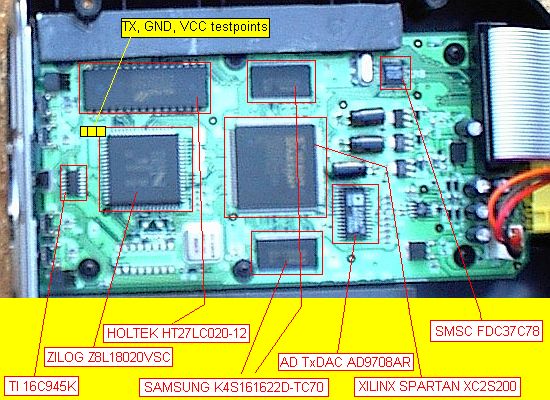 inside of the Microsoft TV Photo Viewer with main part manufacturers and names
